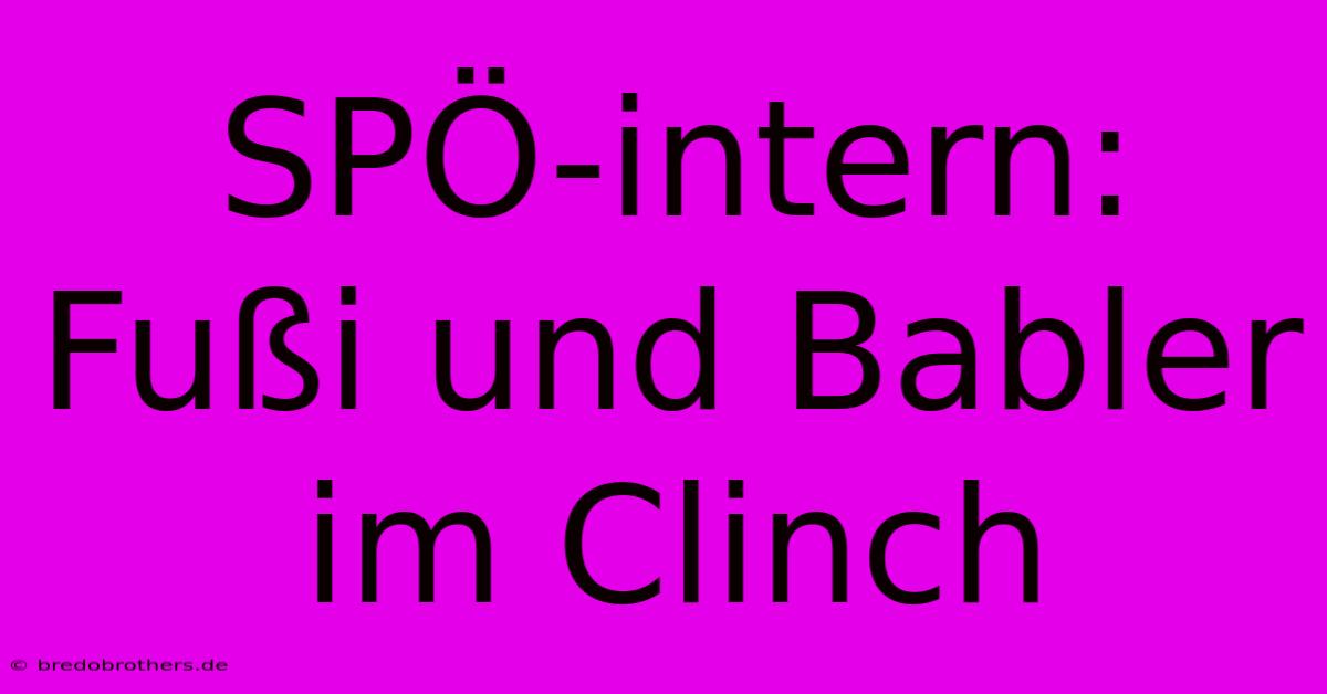 SPÖ-intern: Fußi Und Babler Im Clinch