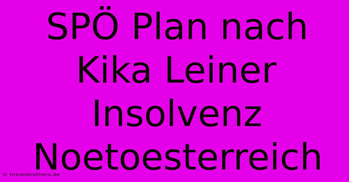 SPÖ Plan Nach Kika Leiner Insolvenz Noetoesterreich