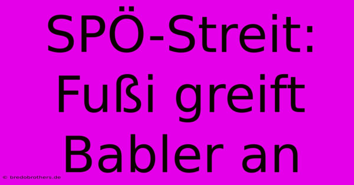 SPÖ-Streit: Fußi Greift Babler An