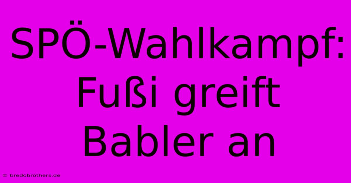 SPÖ-Wahlkampf: Fußi Greift Babler An