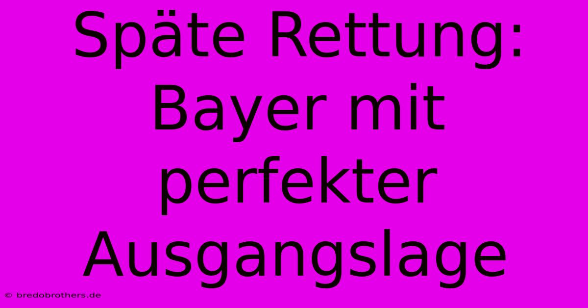 Späte Rettung: Bayer Mit Perfekter Ausgangslage