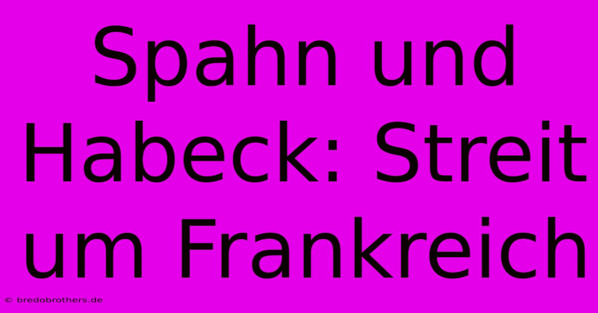 Spahn Und Habeck: Streit Um Frankreich