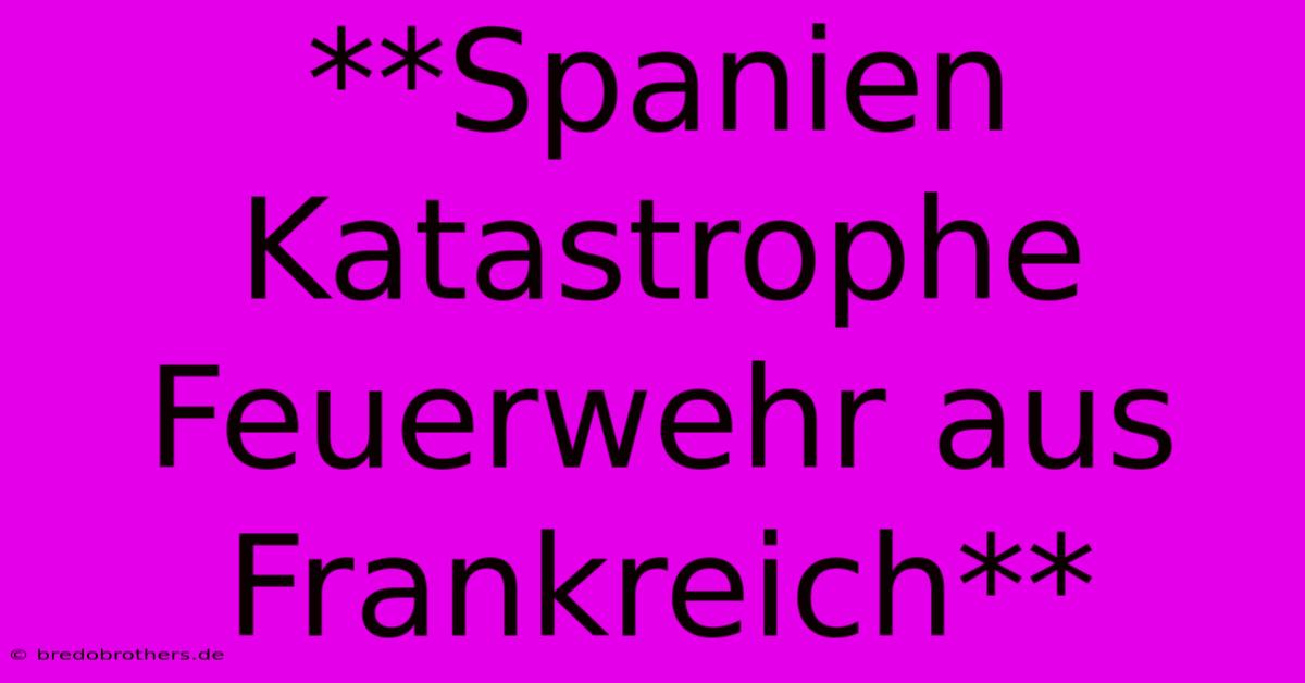 **Spanien Katastrophe Feuerwehr Aus Frankreich**