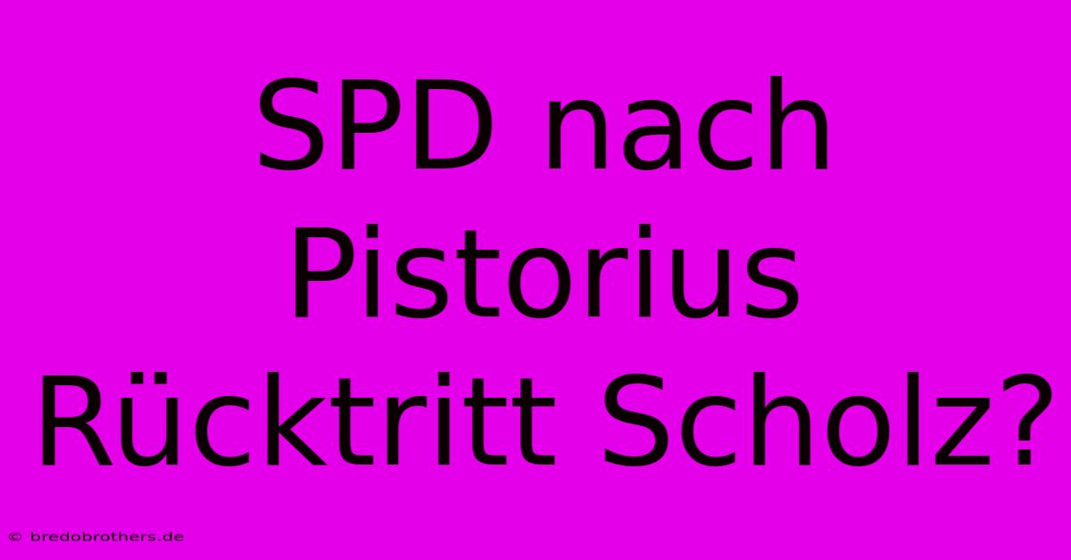 SPD Nach Pistorius Rücktritt Scholz?