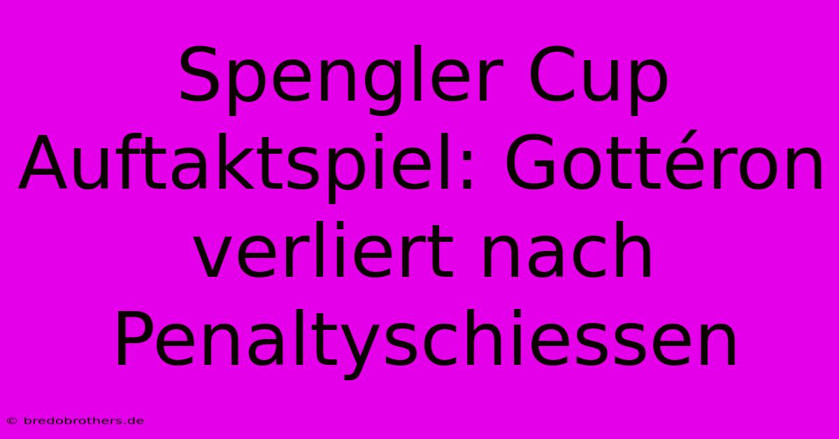 Spengler Cup Auftaktspiel: Gottéron Verliert Nach Penaltyschiessen