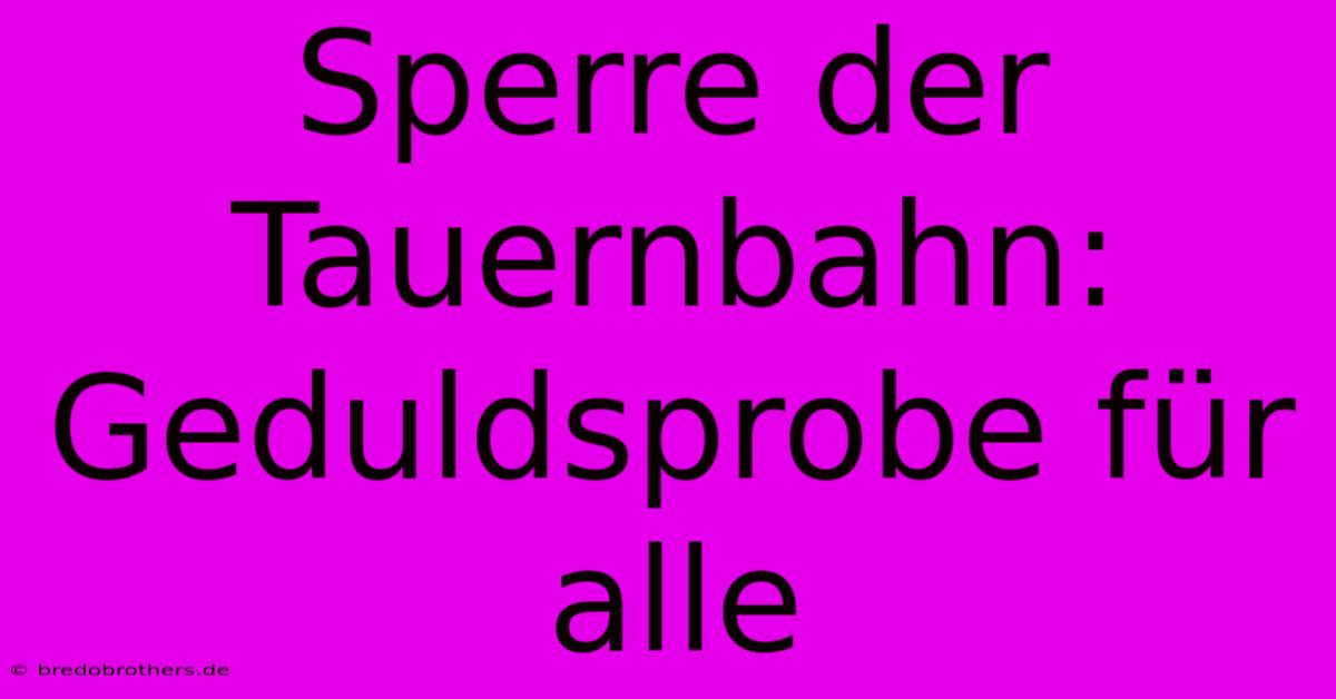 Sperre Der Tauernbahn: Geduldsprobe Für Alle