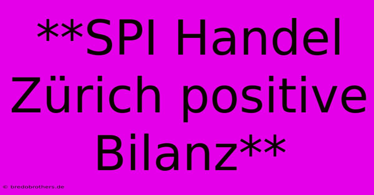 **SPI Handel Zürich Positive Bilanz**