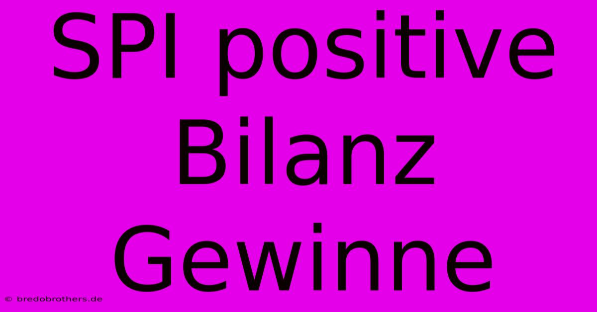 SPI Positive Bilanz Gewinne