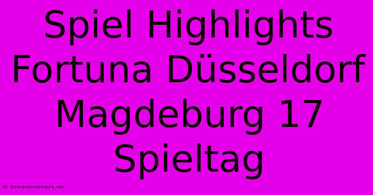 Spiel Highlights Fortuna Düsseldorf Magdeburg 17 Spieltag