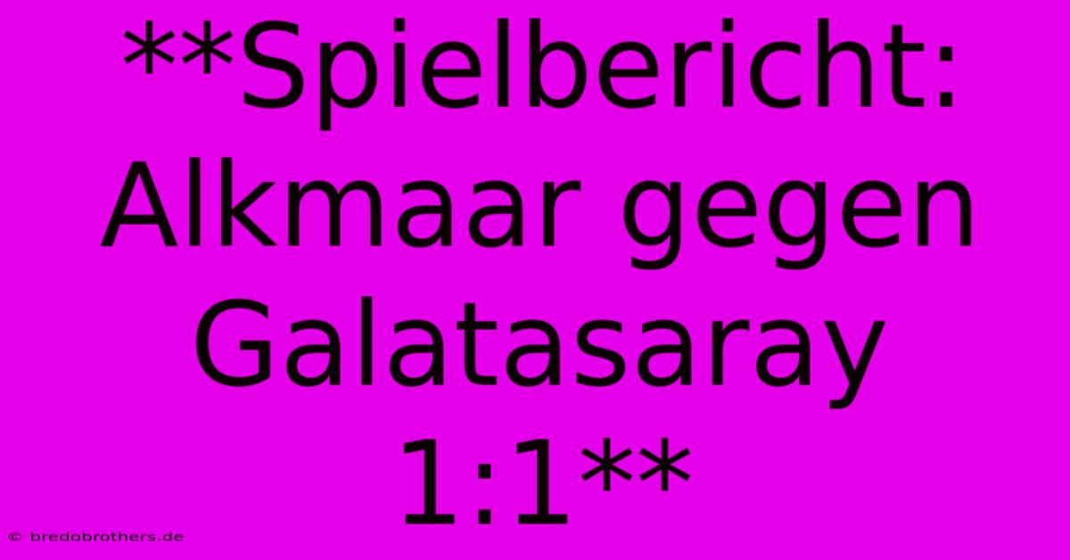 **Spielbericht: Alkmaar Gegen Galatasaray 1:1**