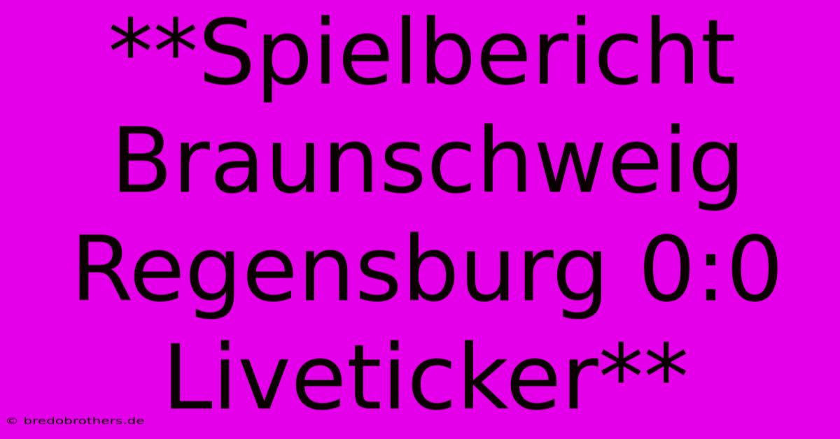 **Spielbericht Braunschweig Regensburg 0:0 Liveticker**