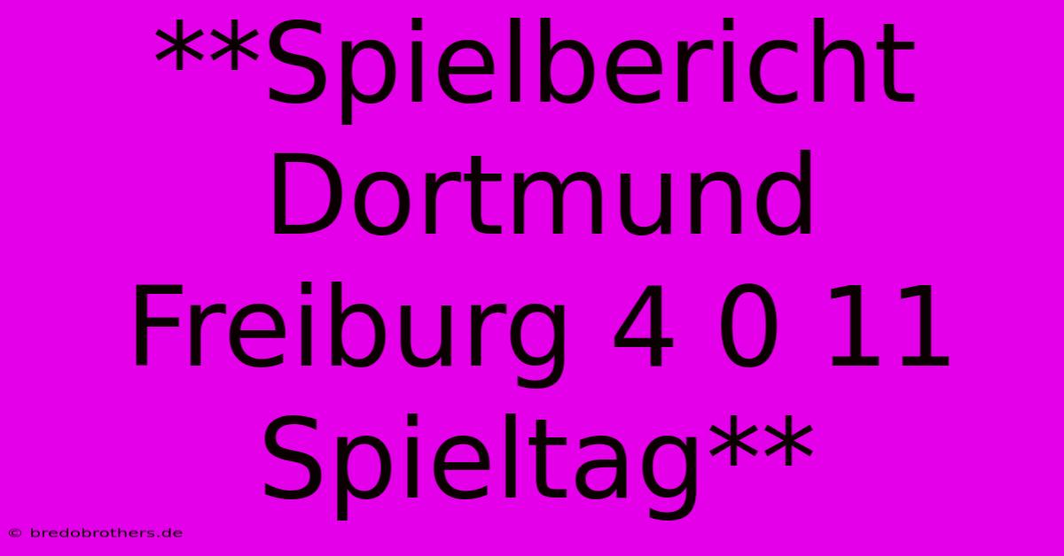 **Spielbericht Dortmund Freiburg 4 0 11 Spieltag**