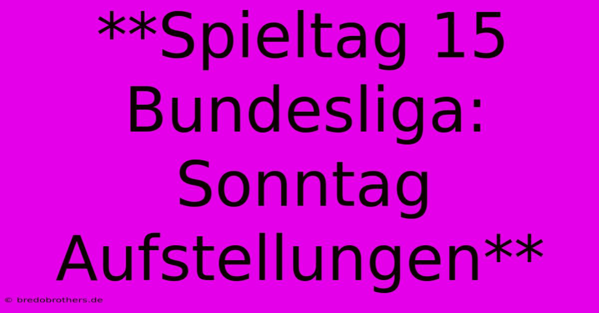 **Spieltag 15 Bundesliga: Sonntag Aufstellungen**