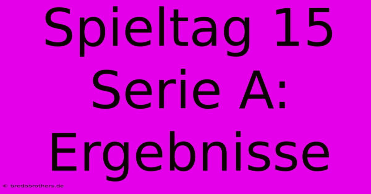 Spieltag 15 Serie A: Ergebnisse