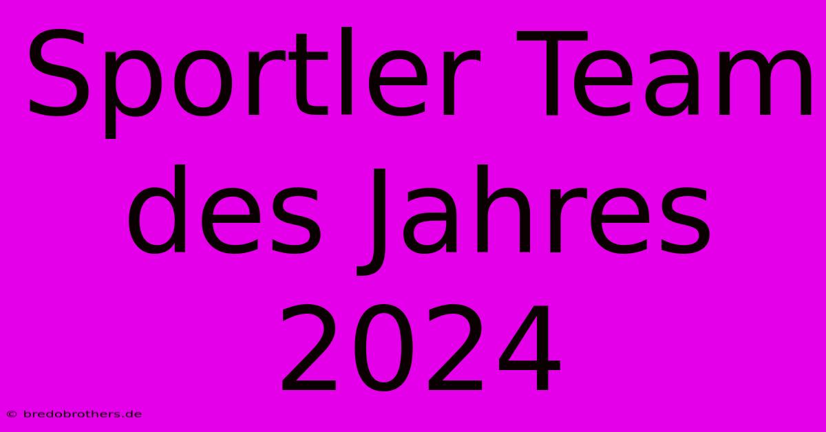 Sportler Team Des Jahres 2024