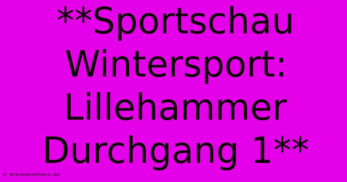 **Sportschau Wintersport: Lillehammer Durchgang 1**