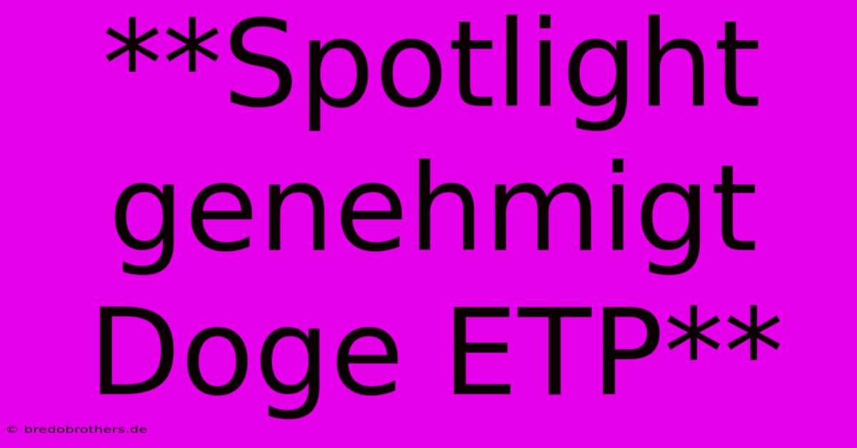 **Spotlight Genehmigt Doge ETP**