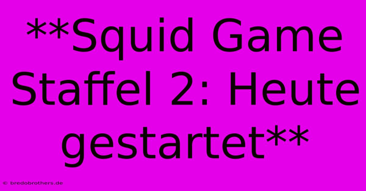 **Squid Game Staffel 2: Heute Gestartet**