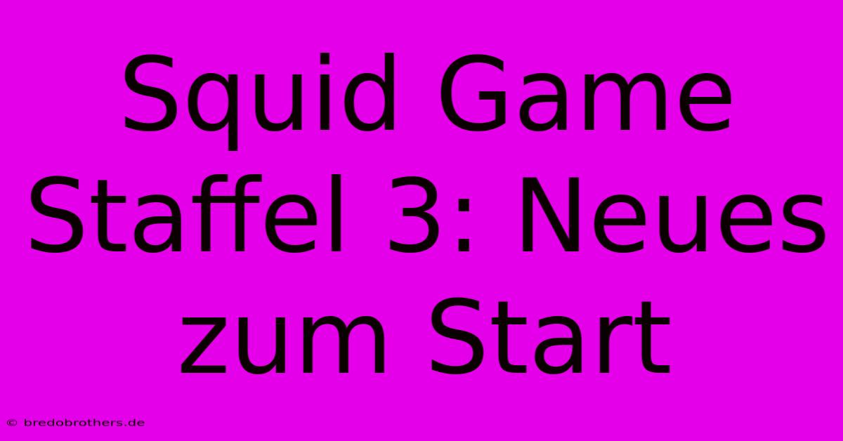 Squid Game Staffel 3: Neues Zum Start