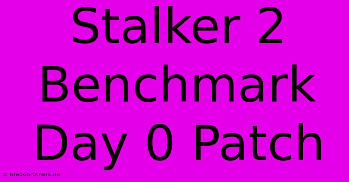 Stalker 2 Benchmark Day 0 Patch