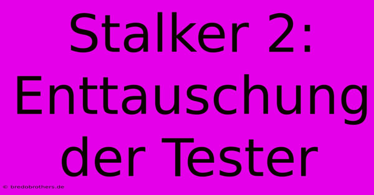 Stalker 2: Enttauschung Der Tester