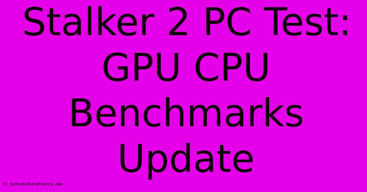 Stalker 2 PC Test: GPU CPU Benchmarks Update