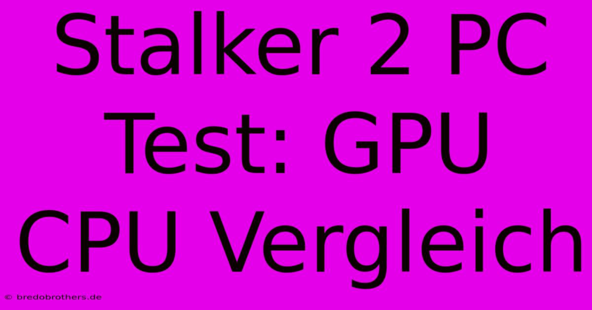 Stalker 2 PC Test: GPU CPU Vergleich