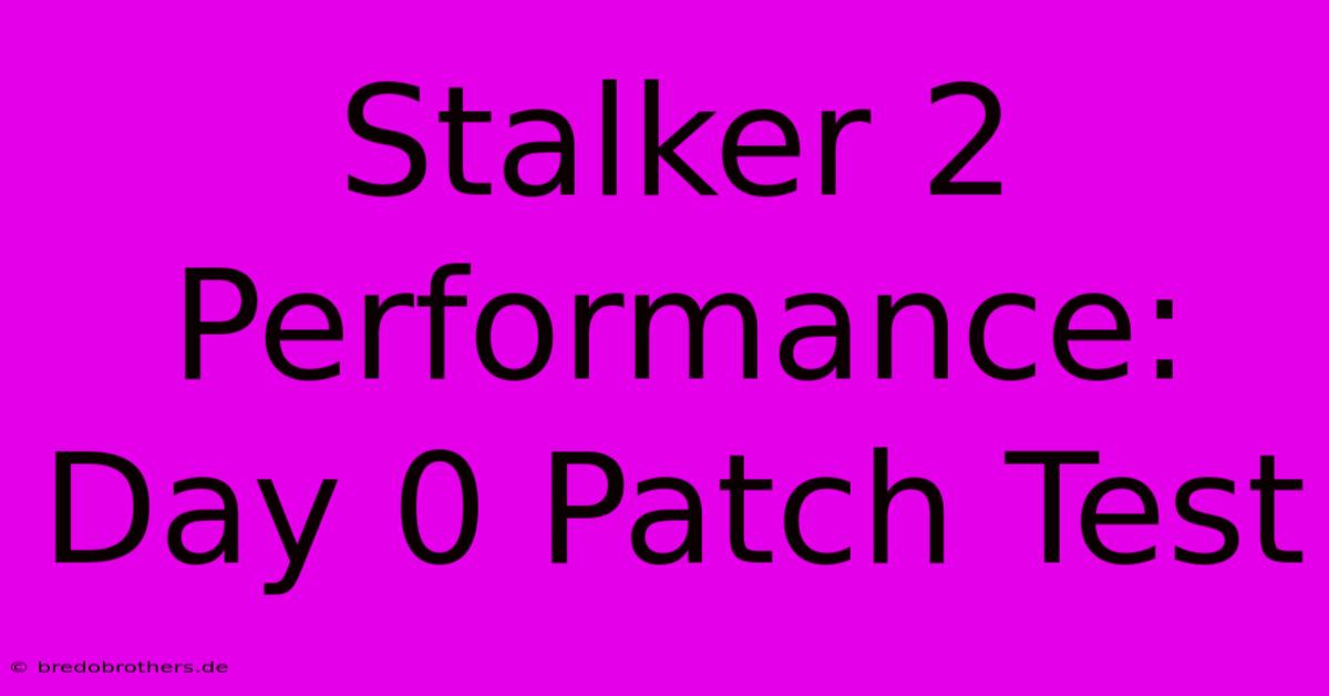 Stalker 2 Performance: Day 0 Patch Test