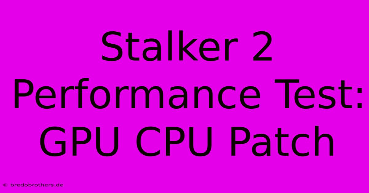 Stalker 2 Performance Test: GPU CPU Patch