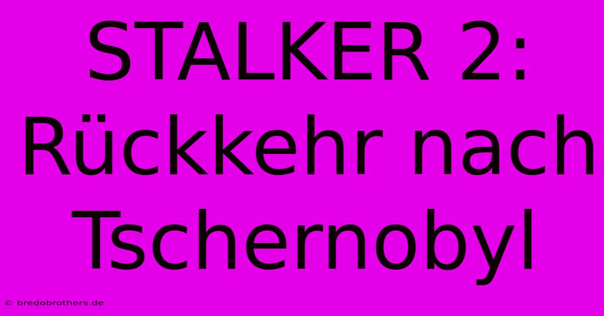 STALKER 2:  Rückkehr Nach Tschernobyl