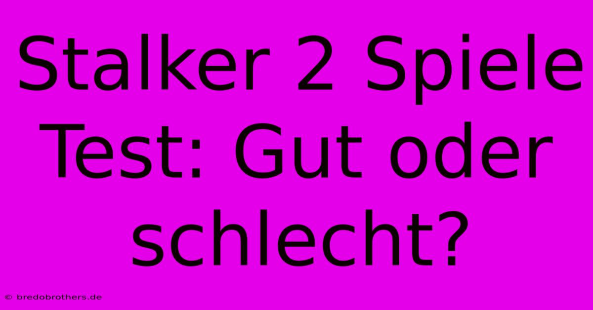 Stalker 2 Spiele Test: Gut Oder Schlecht?