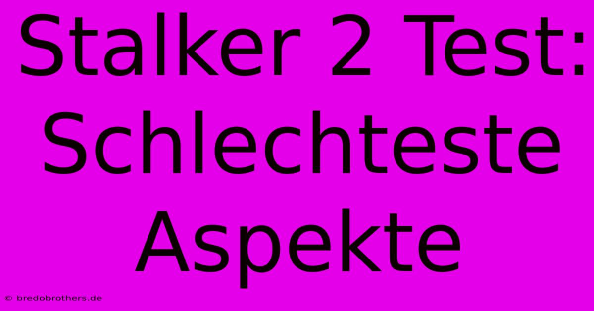 Stalker 2 Test: Schlechteste Aspekte