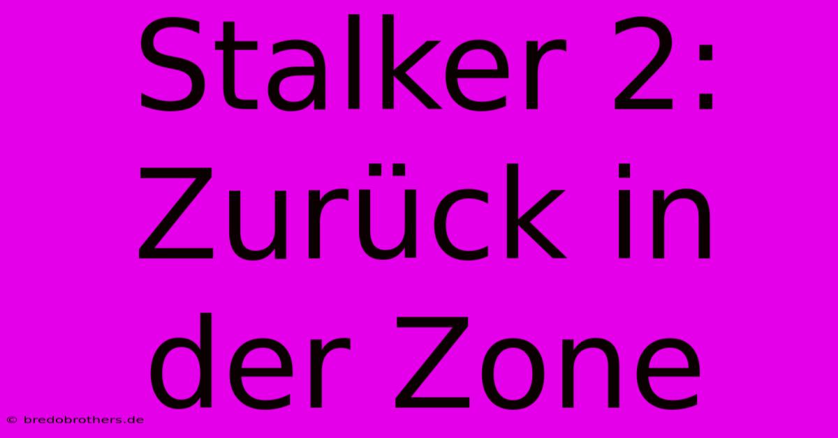 Stalker 2: Zurück In Der Zone