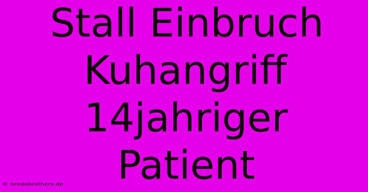 Stall Einbruch Kuhangriff 14jahriger Patient