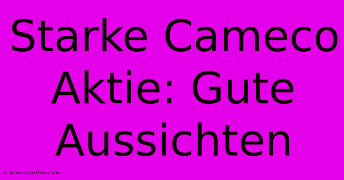 Starke Cameco Aktie: Gute Aussichten