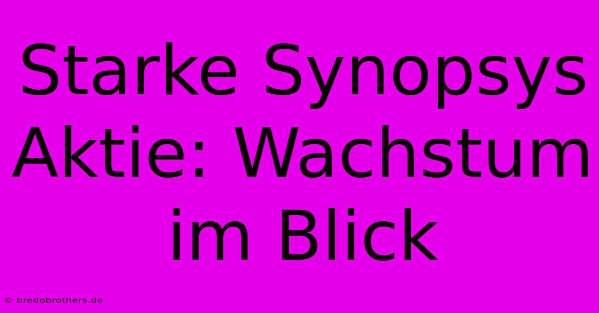 Starke Synopsys Aktie: Wachstum Im Blick