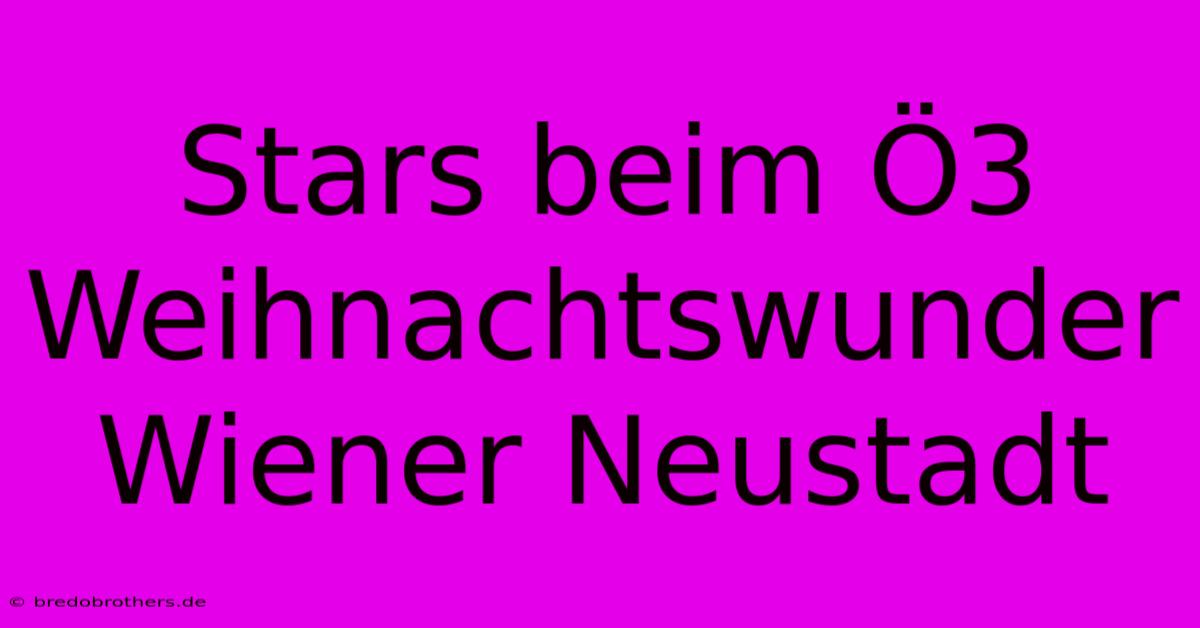 Stars Beim Ö3 Weihnachtswunder Wiener Neustadt