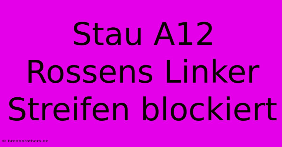 Stau A12 Rossens Linker Streifen Blockiert