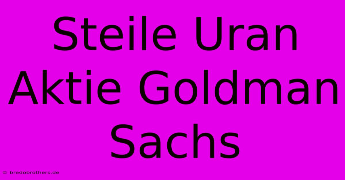 Steile Uran Aktie Goldman Sachs