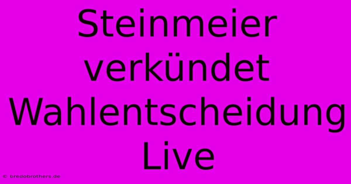 Steinmeier Verkündet Wahlentscheidung Live