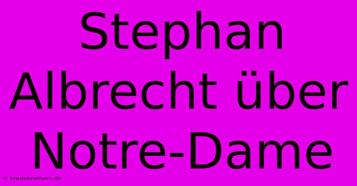 Stephan Albrecht Über Notre-Dame