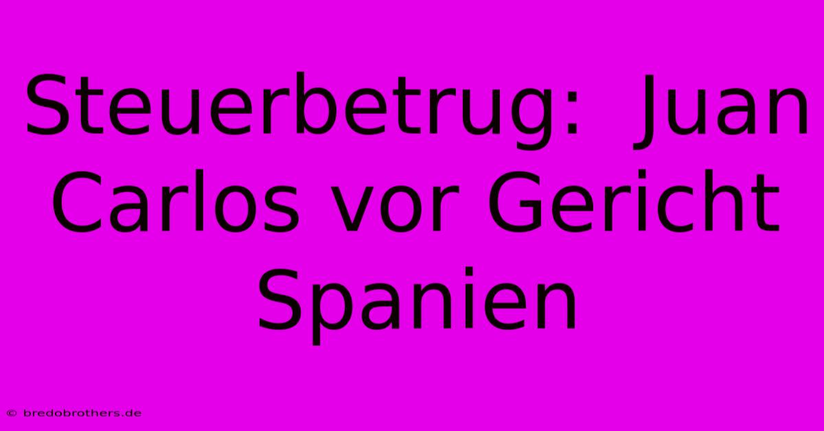 Steuerbetrug:  Juan Carlos Vor Gericht Spanien