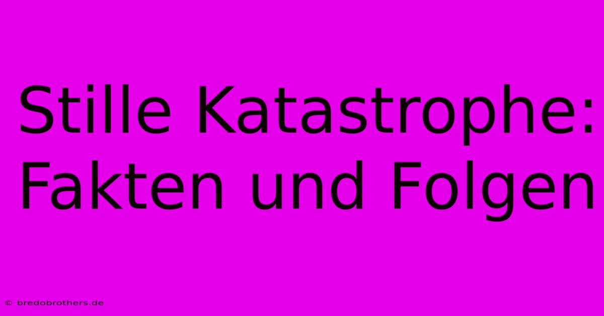 Stille Katastrophe: Fakten Und Folgen