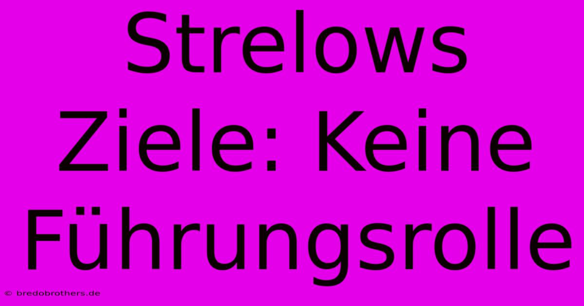 Strelows Ziele: Keine Führungsrolle