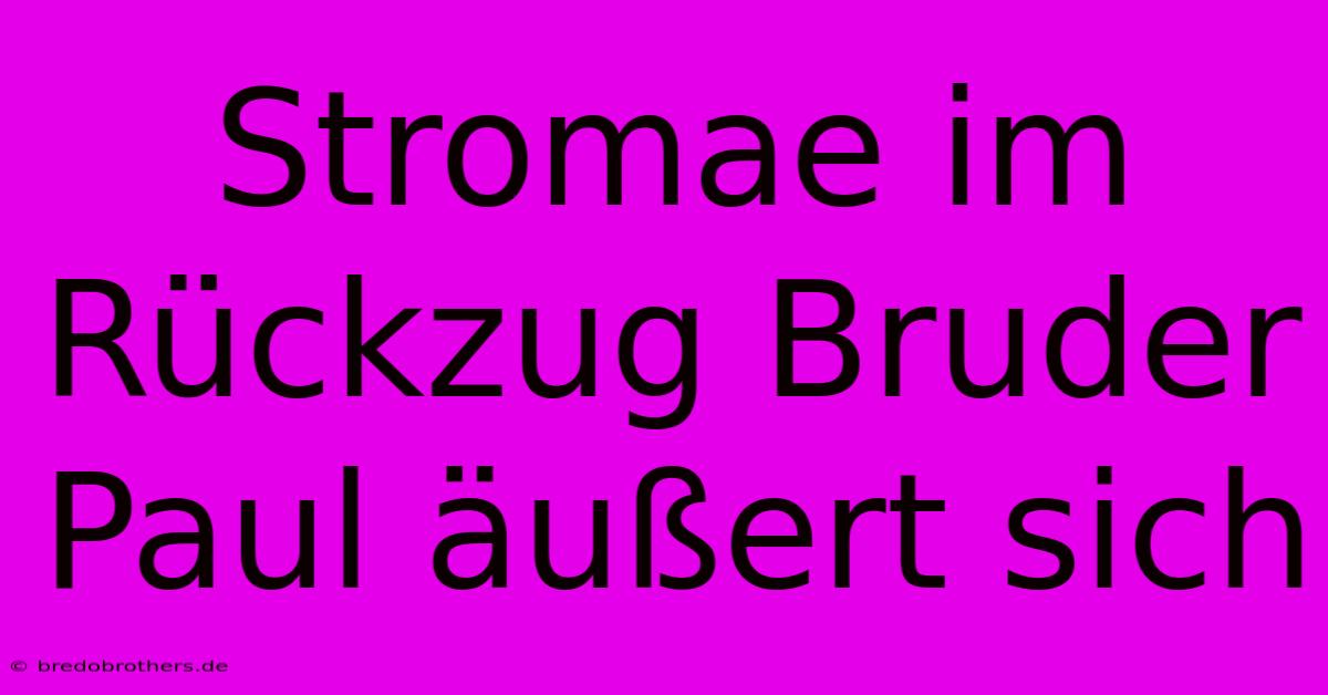 Stromae Im Rückzug Bruder Paul Äußert Sich