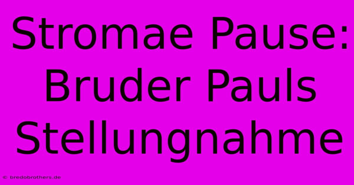 Stromae Pause: Bruder Pauls Stellungnahme