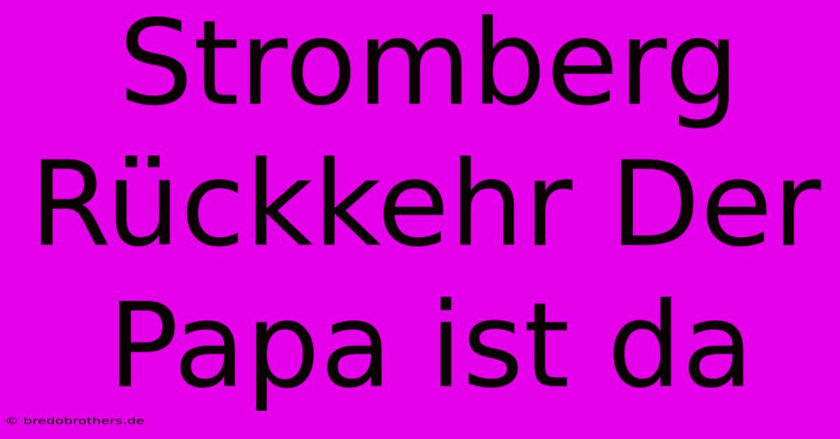 Stromberg Rückkehr Der Papa Ist Da