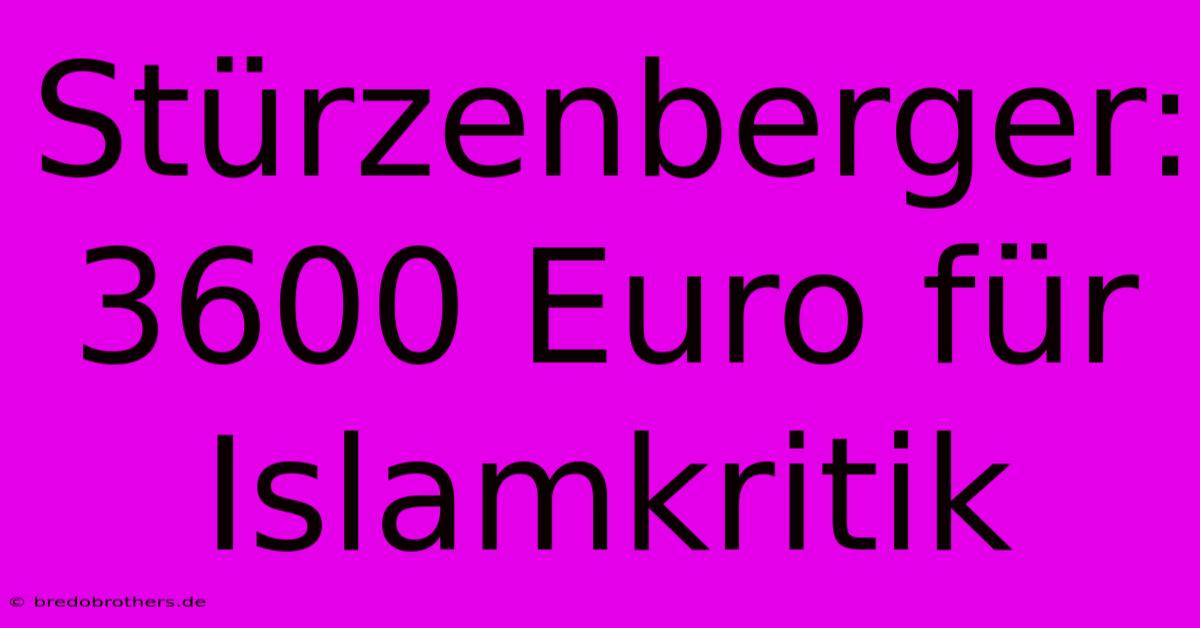 Stürzenberger: 3600 Euro Für Islamkritik