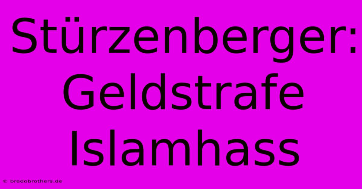 Stürzenberger: Geldstrafe Islamhass