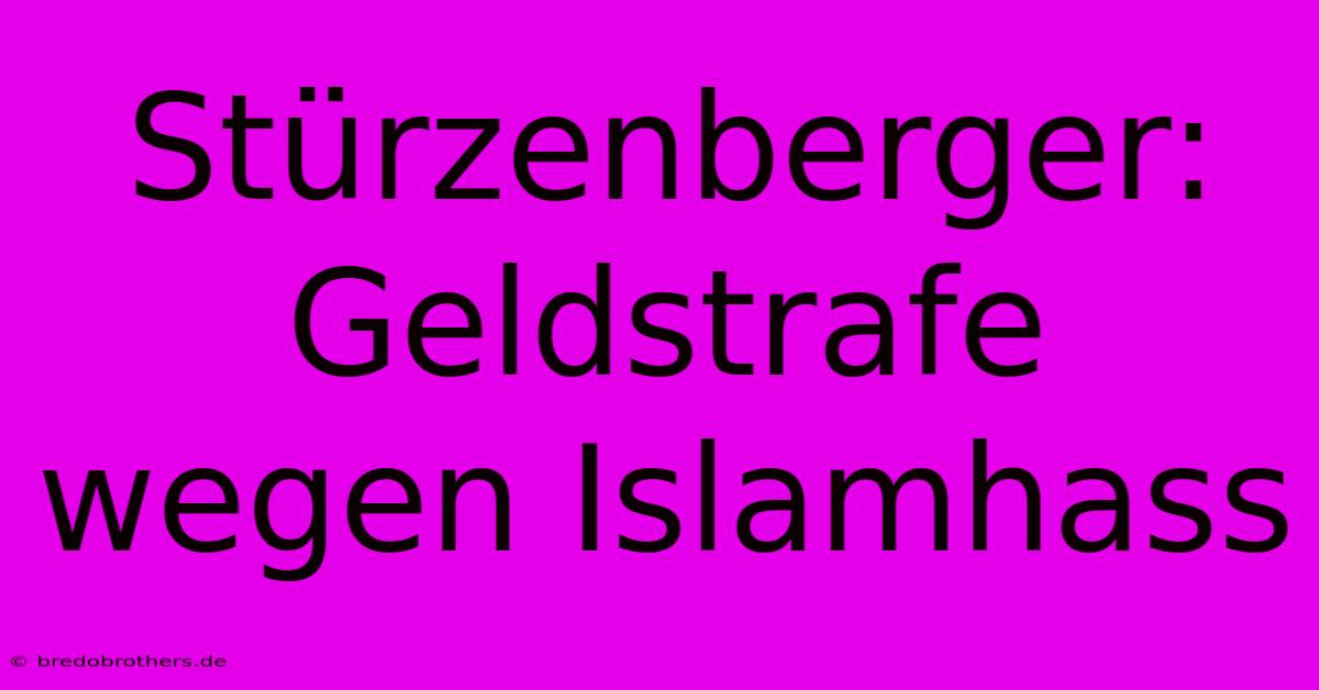 Stürzenberger: Geldstrafe Wegen Islamhass